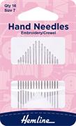 HEMLINE HANGSELL - Hand Needle - Embroidery/Crewel 16 Packsize 7 - largest