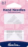 HEMLINE HANGSELL - Hand Needle - Embroidery/Crewel 16 Pack - size 9