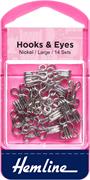 HEMLINE HANGSELL - Hook And Eye 14 Sets size 3 - nickel