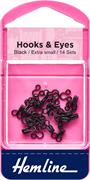 HEMLINE HANGSELL - Hook And Eye set (14 pcs) size 0 - black