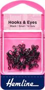 HEMLINE HANGSELL - Hook And Eye size 1 14 sets - black 