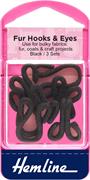 HEMLINE HANGSELL - Fur Hooks & Eyes, Size 3 - black