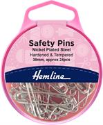 HEMLINE HANGSELL - Nickel Safety Pins, 38mm (24 pcs)