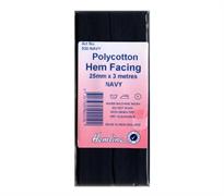 Polycotton Hem Facing - Navy 25mm x 3m