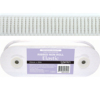 Elastic Ribbed Non-Roll - 12mm White