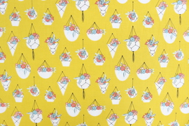 Riley Blake Printed Cotton - Hanging Plants Mustard 112cm