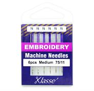 Klasse Machine Needle Embroidery Size 75/11 - 6 per cassette