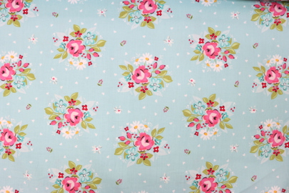 Riley Blake Printed Cotton - Bright Buds Teal 112cm