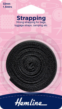 HEMLINE HANGSELL - Strapping For Bag 32Mm X 1.5M - black