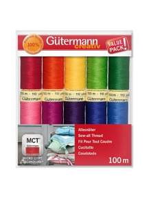 Gutermann Sewing Thread Set - Sew All 100m 10 Reels - Brights