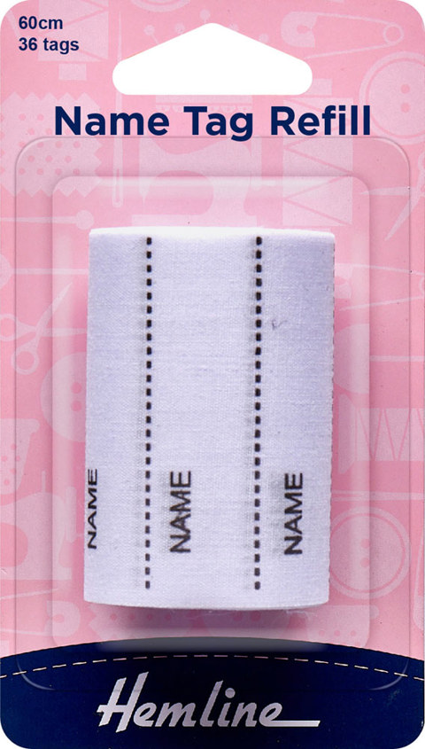 HEMLINE HANGSELL - Name Tag Kit with 36 Printed Iron-On Tags 