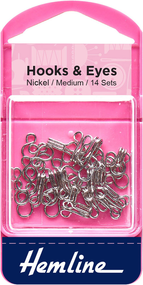 HEMLINE HANGSELL - Hook And Eye (14 Sets) size 2 - nickel