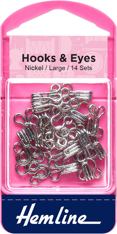 HEMLINE HANGSELL - Hook And Eye 14 Sets size 3 - nickel
