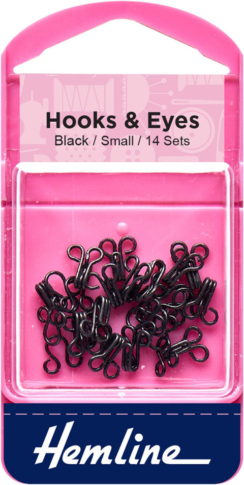 HEMLINE HANGSELL - Hook And Eye size 1 14 sets - black 