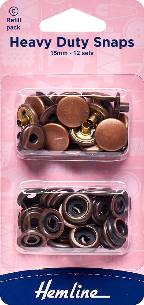 HEMLINE HANGSELL - Heavy Duty Snaps Refill Pack - bronze