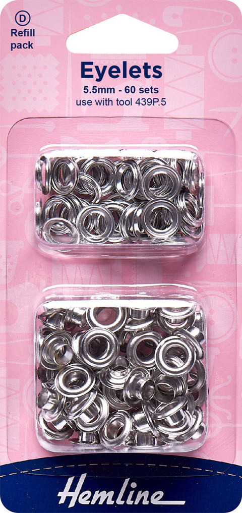 HEMLINE HANGSELL - Eyelets Refill Pack Nickel - 5.5mm 