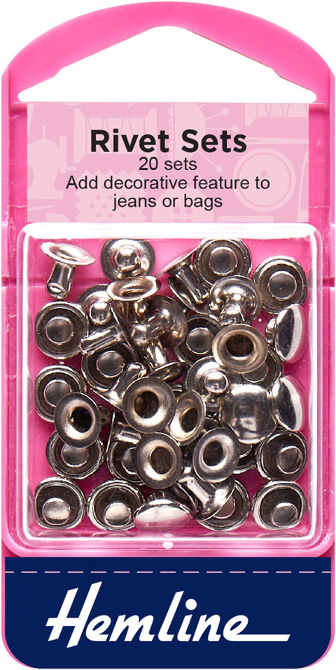 HEMLINE HANGSELL - Rivet Kit 7mm 20 Sets - nickel