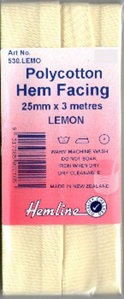 HEMLINE HANGSELL - Bias Hem Facing 25mm x 3m - lemon