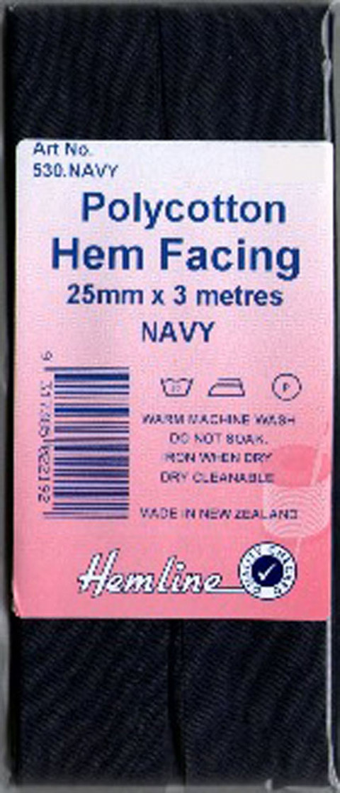 HEMLINE HANGSELL - Bias Hem Facing 25mm x 3m - navy