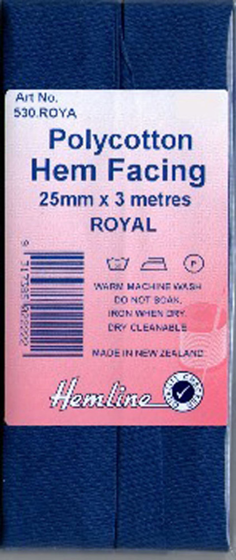 HEMLINE HANGSELL - Bias Hem Facing 25mm x 3m - royal