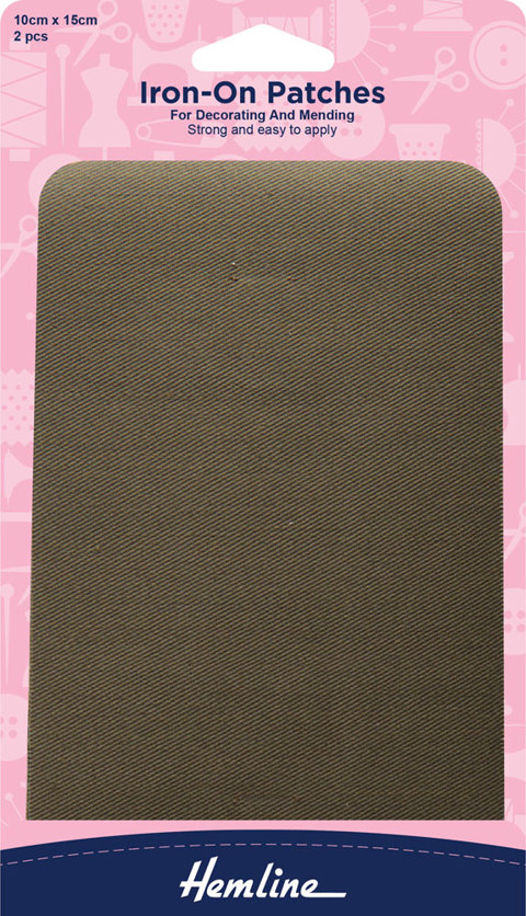 HEMLINE HANGSELL - Iron-On Patches (2 pcs) - khaki