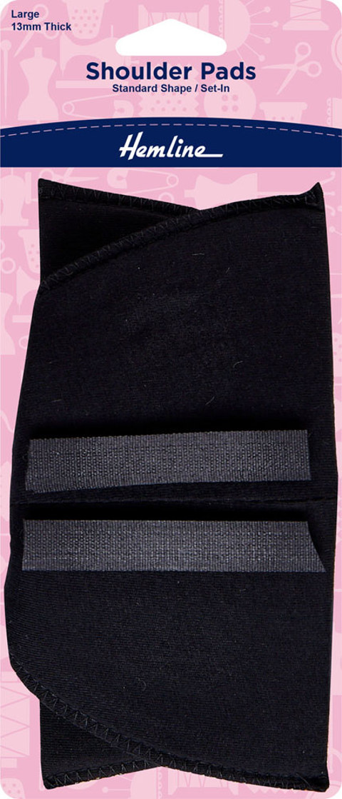 HEMLINE HANGSELL - Standard Set-In Shoulder Pads, 13mm, Large - black