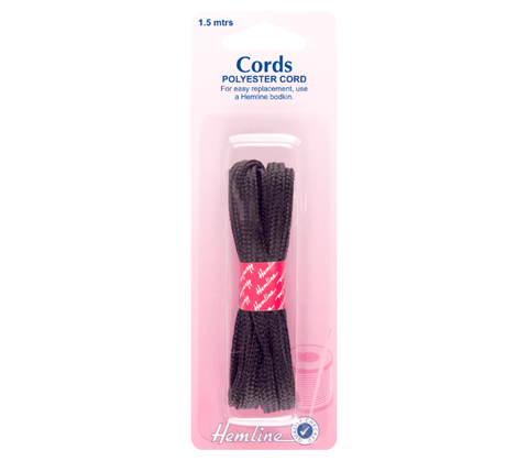 Polyester Cord 1.5m x 6mm Black