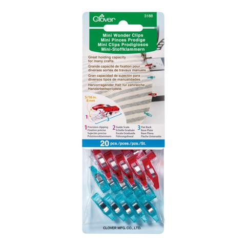 Clover Mini Wonder Clips 20 pcs - Red & Blue