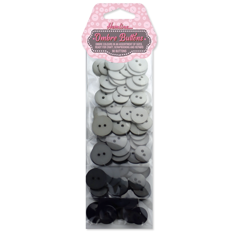 HEMLINE OMBRE BUTTONS QTY 90 GREY