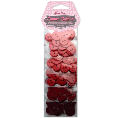 HEMLINE OMBRE BUTTONS QTY 90 RED