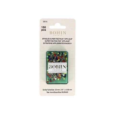 BOHIN - Glass Head Pin - 28 - 3/4in assorted
