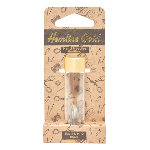 HEMLINE GOLD - Quilting Gold Eye Hand Needles - 10 pcs asst sizes