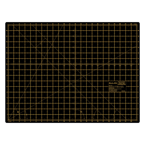 HEMLINE GOLD - A2 Cutting Mat 60 X 45Cmlarge black w gold print