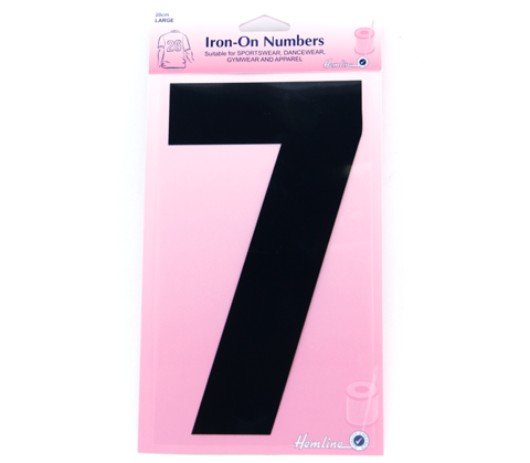 Iron on Number LARGE 20cm - Black 7