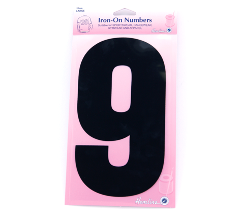 Iron on Number LARGE 20cm - Black 9