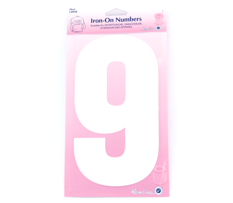 Iron on Number LARGE 20cm - White 9