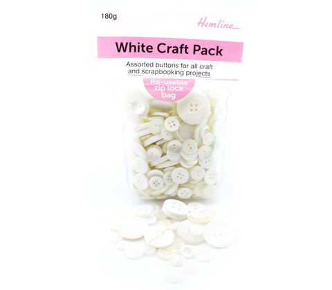 Buttons - Bulk pack - White Craft Pack