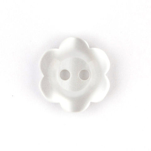 HEMLINE BUTTONS - Flat Flower Button - white 13mm