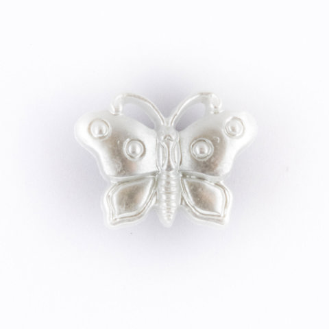 HEMLINE BUTTONS - Novelty Pearled Butterfly Button - white 18mm