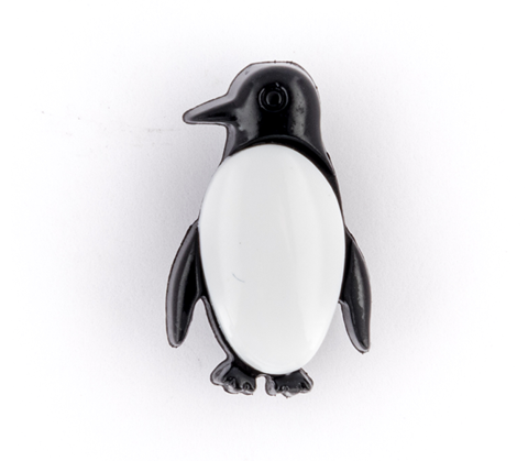 Fashion buttons - NOVELTY/PENGUIN/BLACK&WHITE 18MM WITH SHANK