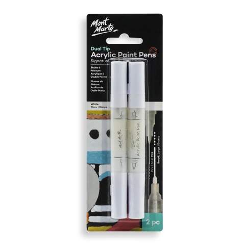 Mont Marte - Acrylic Paint Pens Dual Tip White 2pc