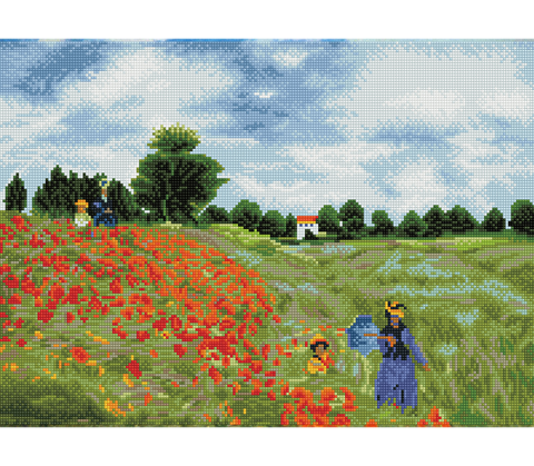 DIAMOND DOTZ - Poppy Fields (Apres Monet) - 66 x 50cm (26  x 19.7 )