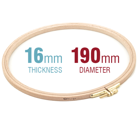 Embroidery Hoop - Wooden Screwed 16mm beechwood 7.5"/190mm