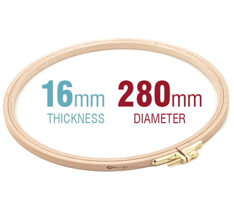 Embroidery Hoop - Wooden Screwed 16mm beechwood 11"/280mm