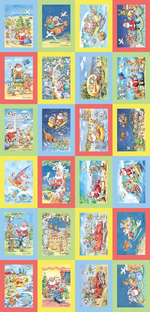 Summertime Santa Aussie Christmas Postcard Panel - DV416