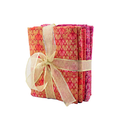 Robert Kaufman - Metallic Fabric Bundle - Red