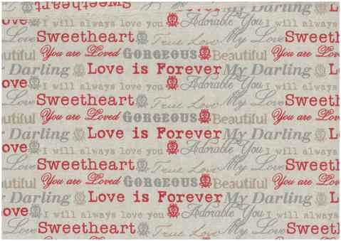 Christmas Linen Look Fabric 140cm - Text - Grey