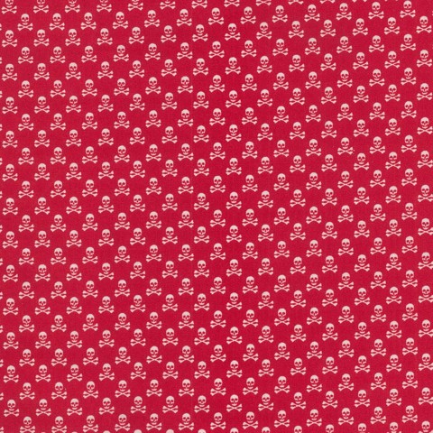 Skulls Printed Cotton - Red