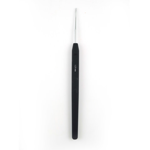 KnitPro - Waves Soft Grip Crochet Hook 15cm - Black - Metal 1.25mm