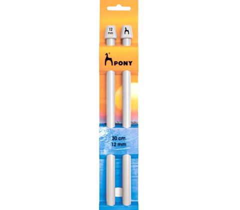 Knittng Needle Knobbed Pair 30cm - 12mm